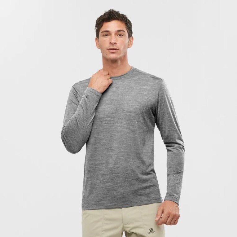 Camiseta Salomon Outlife Merino Blend Long Sleeve Masculino Cinzentas | PT V30542